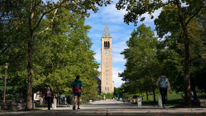 Students walking on Ho Plaza